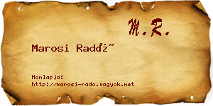 Marosi Radó névjegykártya